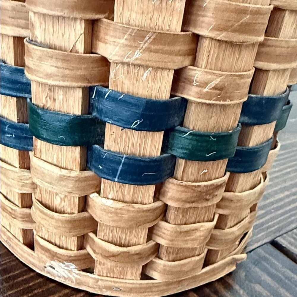 Longaberger Inspired Umbrella Basket with Brown and Green/Blue Weave